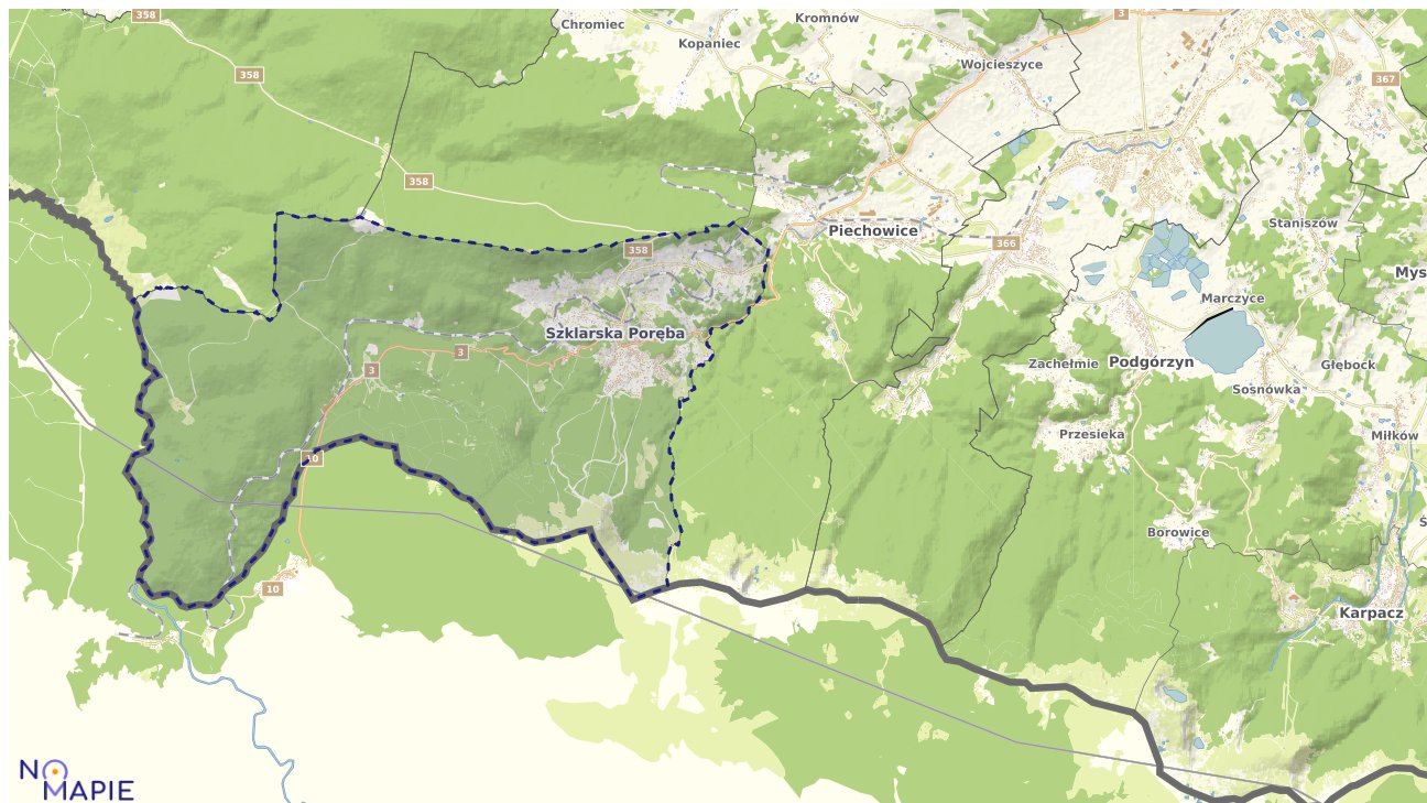 Mapa obszarów ochrony przyrody Szklarskiej Poręby