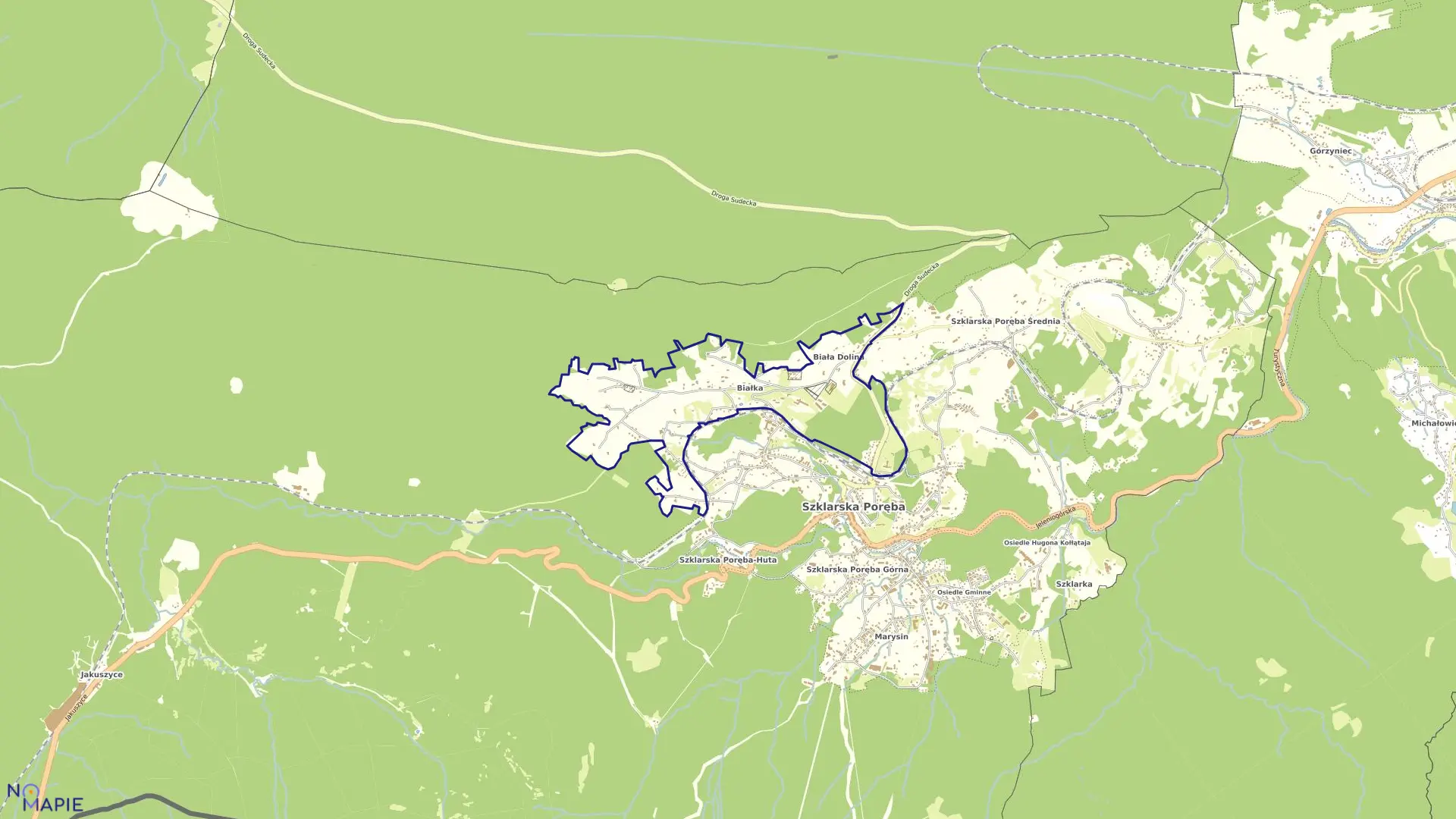 Mapa obrębu SZKLARSKA PORĘBA-1 w mieście Szklarska Poręba