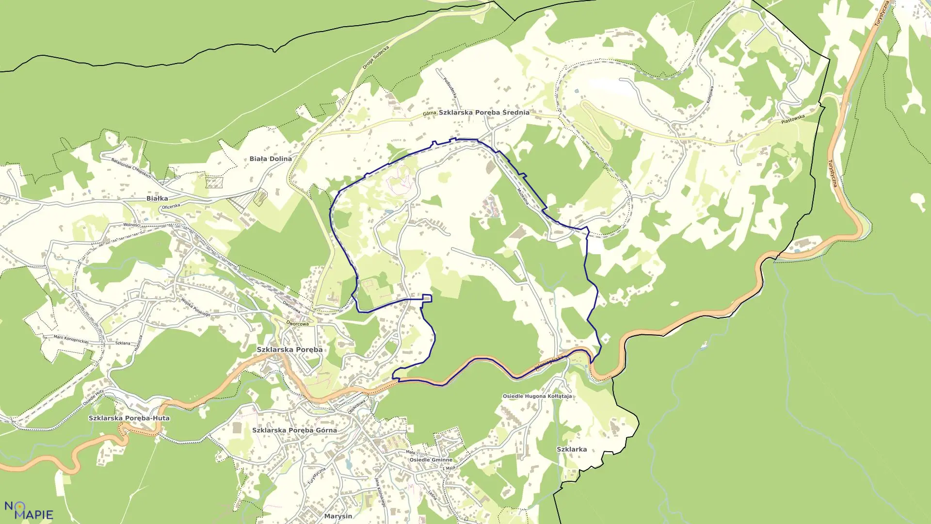 Mapa obrębu SZKLARSKA PORĘBA-4 w mieście Szklarska Poręba