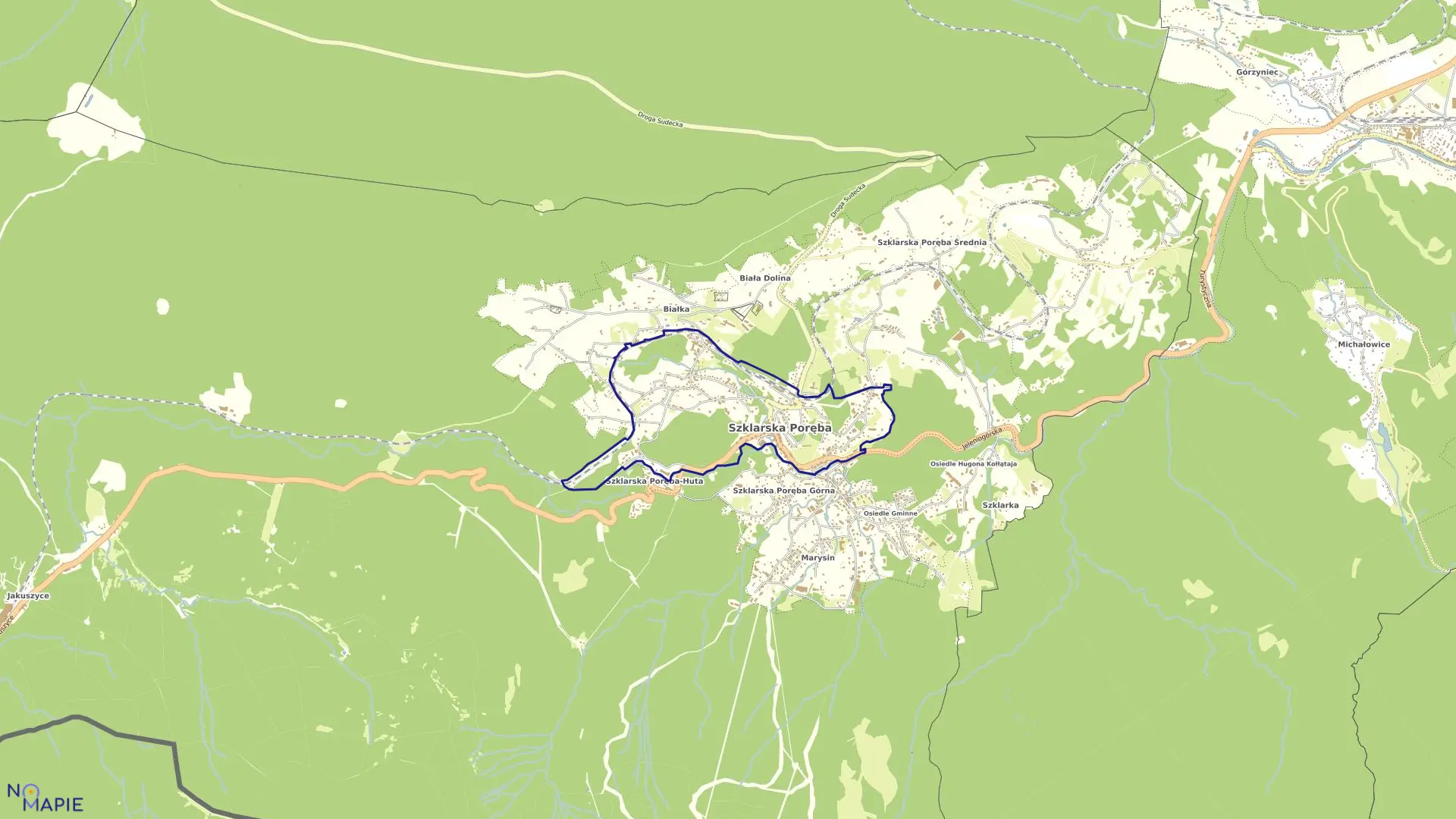 Mapa obrębu SZKLARSKA PORĘBA-5 w mieście Szklarska Poręba