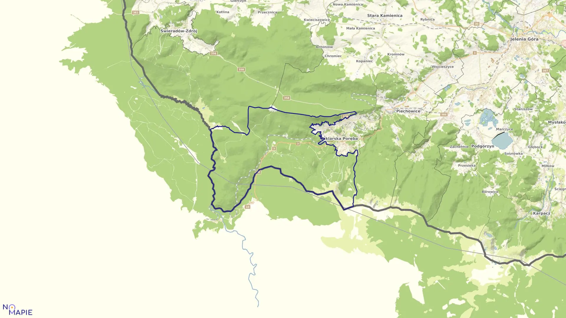 Mapa obrębu SZKLARSKA PORĘBA-8 w mieście Szklarska Poręba